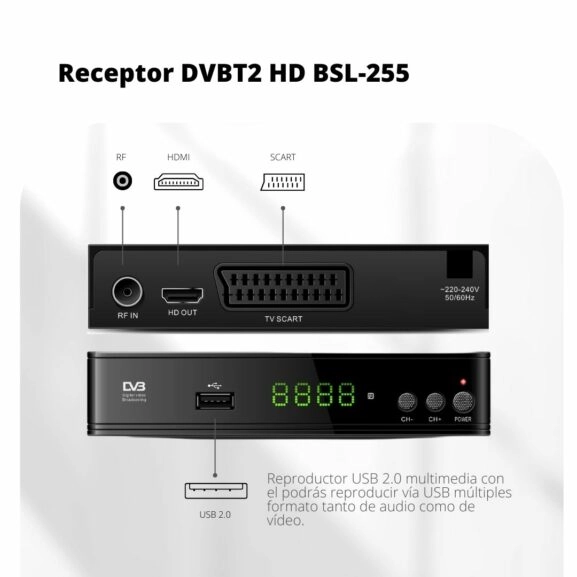 RECEPTOR TDT-T2 HD USB Y HDMI BELSON - Imagen 3