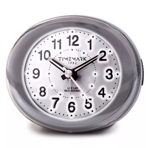 DESPERTADOR LUZ LED Y SNOOZE GRIS