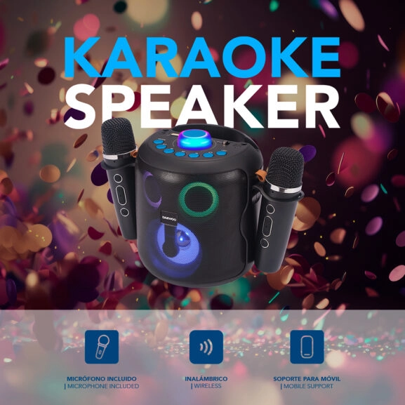 ALTAVOZ INALAMBRICO KARAOKE 2 MICRÓFONOS - Image 6