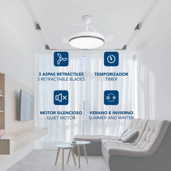 VENTILADOR TECHO 42" ASPAS RETRACTILES - Image 5