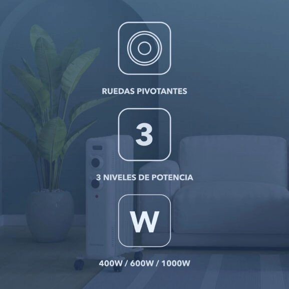 RADIADOR DE ACEITE 5 ELEMENTOS 1000W - Imagen 3