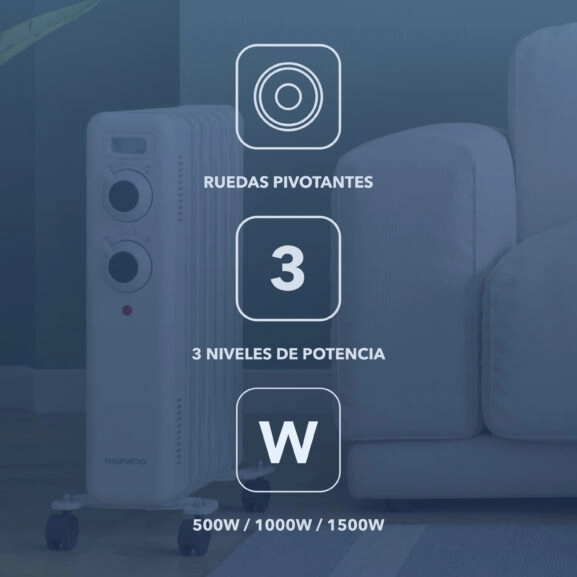 RADIADOR DE ACEITE 7 ELEMENTOS 1500W - Imagen 3