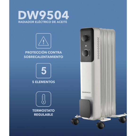 RADIADOR DE ACEITE 5 ELEMENTOS 1000W - Imagen 2