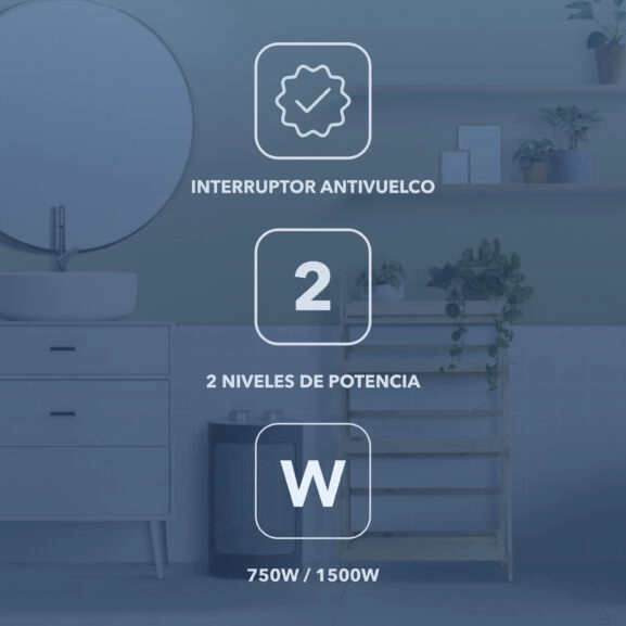 CALEFACTOR CERÁMICO PTC 850/1500W DAEWOO - Imagen 3