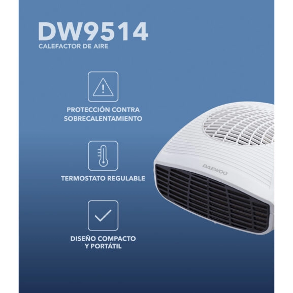 CALEFACTOR AIRE HORIZONTAL 2000W DAEWOO - Imagen 2