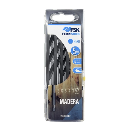 SET 5 BROCAS HEXA MADERA (3,4,5,6,8)