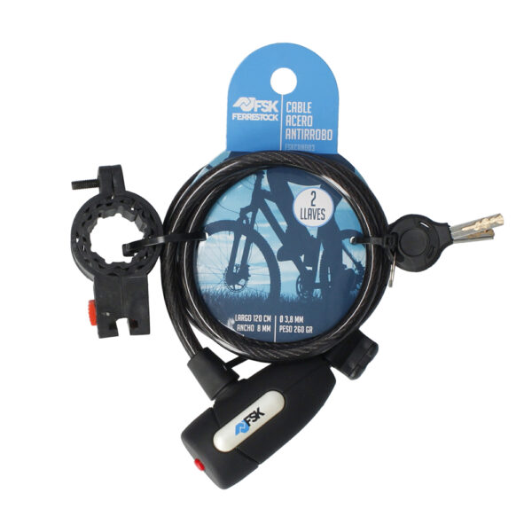 CABLE ANTIRROBO ACERO LLAVE 120CM. / 8MM - Image 4