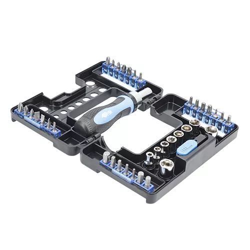 SET PUNTAS CON MANGO CON CARRACA 38 PCS.