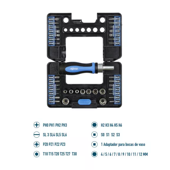 SET PUNTAS CON MANGO CON CARRACA 38 PCS. - Image 2