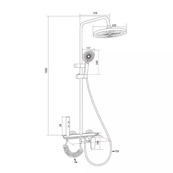 DUCHA COMPLETA MONOMANDO GRIS - Image 10