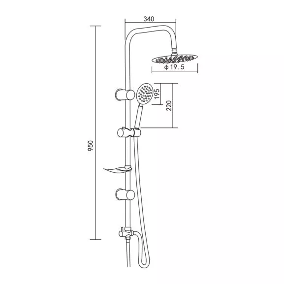 DUCHA VERTICAL SIN GRIFO NEGRA FNK - Image 8