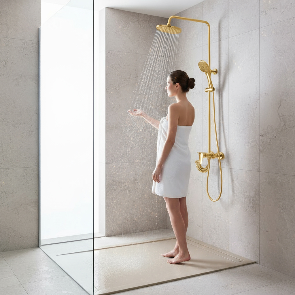 DUCHA VERTICAL SIN GRIFO DORADA FNK - Image 10