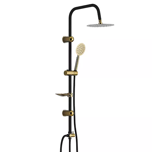 DUCHA VERTICAL SIN GRIFO NEGRA-DORADA