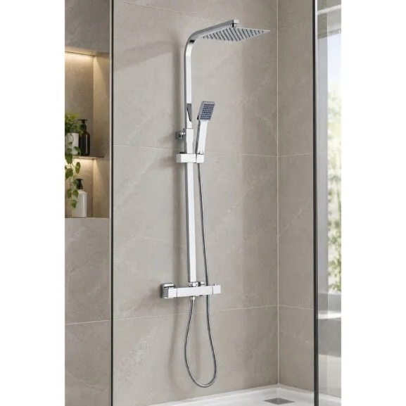 DUCHA TERMOSTÁTICA COMPLETA CROMADA FNK - Imagen 8