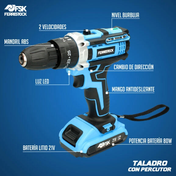 TALADRO PERCUTOR 21V 1,5 AH 25 PCS FSK - Image 2