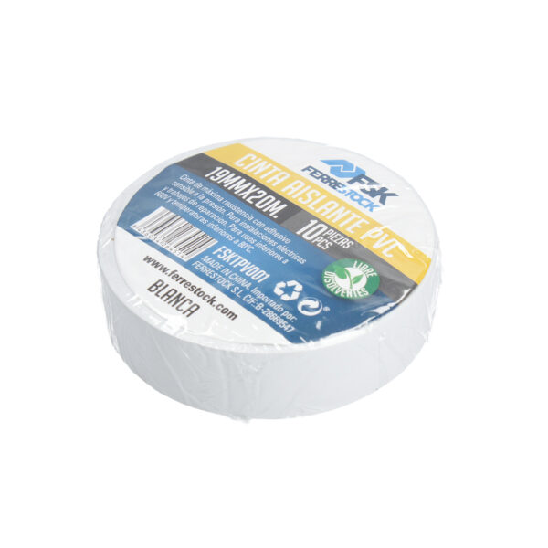 CINTA AISLANTE PVC 19MMX20M BLANCA 10UD. - Image 3