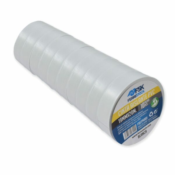 CINTA AISLANTE PVC 19MMX20M BLANCA 10UD. - Image 6