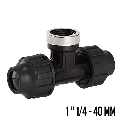PP UNIÓN EN T ROSCA HEMBRA  1-1/4"- 40MM