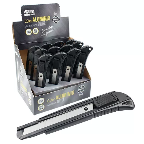 CÚTER ALUMINIO 18MM SERIE BLACK DISPLAY