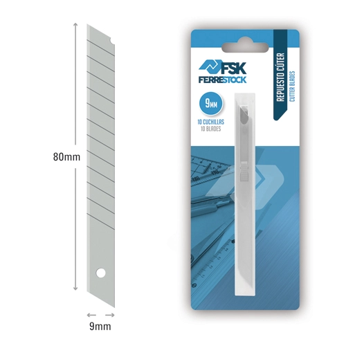 HOJA CÚTER 9MM (10 CUCHILLAS)BLISTER FSK