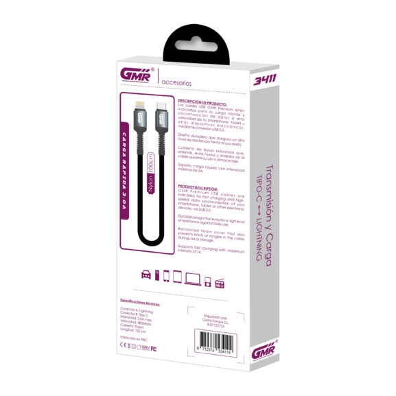 CONEXION USB C A LIGHTNING NYLON 3.0A 1M - Image 2