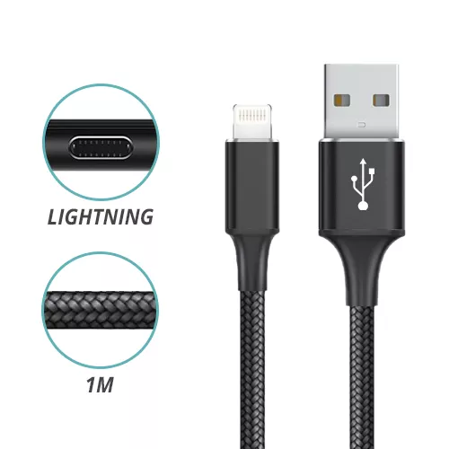 CONEXION USB A LIGHTNING NYLON 3.0 A 1M