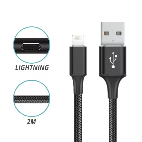 CONEXION USB A LIGHTNING NYLON 2.4A 2M