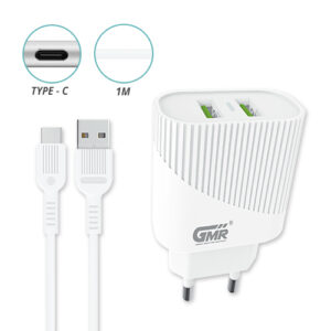 CARGADOR 2XUSB 2.4A TIPO C PVC 1M