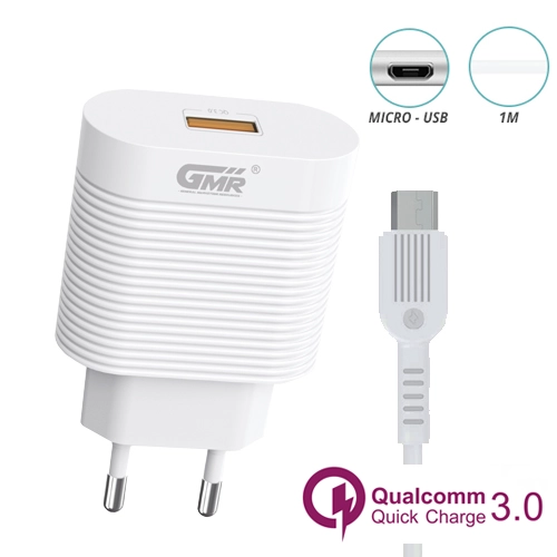 CARGADOR USB QC 3.0A CON CABLE MICRO USB