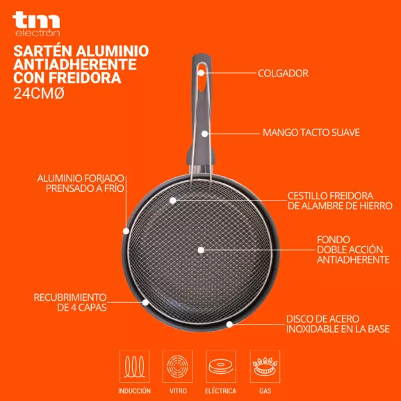 SARTÉN FREIDORA ALUMINIO 24CM TM HOME - Image 2