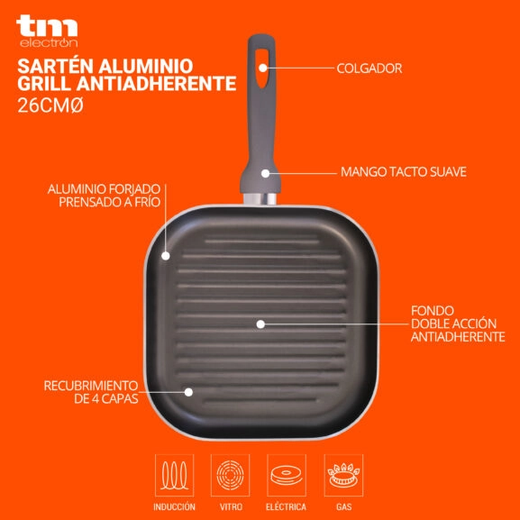 GRILL ALUMINIO ANTIADHERENTE 20CM TMH - Image 2