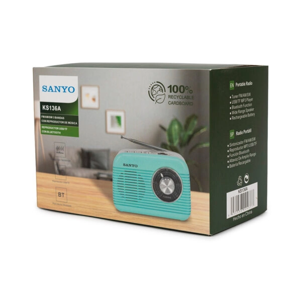 RADIO RETRO BLUETOOTH AZUL SANYO - Image 6