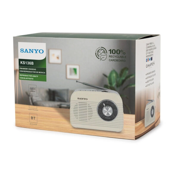 RADIO RETRO BLUETOOTH CREMA SANYO - Image 6