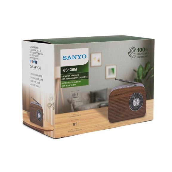 RADIO RETRO BLUETOOTH MARRÓN SANYO - Image 5