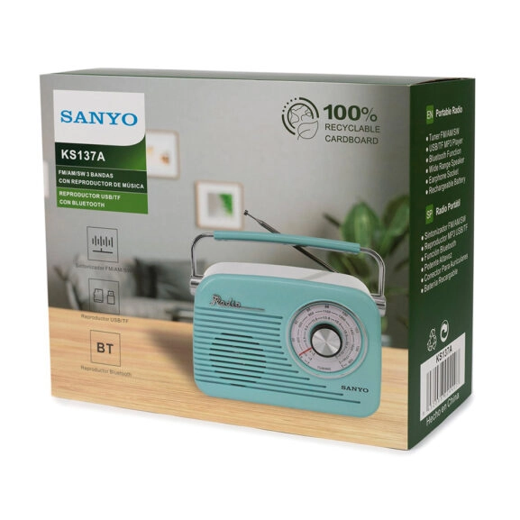 RADIO RETRO BLUETOOTH AZUL SANYO - Image 5