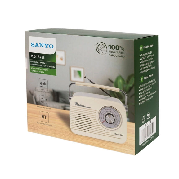 RADIO RETRO BLUETOOTH CREMA SANYO - Image 5