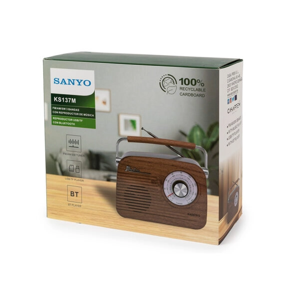 RADIO RETRO BLUETOOTH MARRÓN SANYO - Image 6