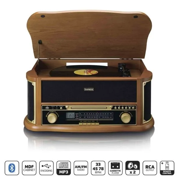 TOCADISCOS RETRO MADERA BT ALTAVOCES - Imagen 9
