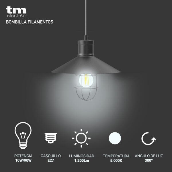 BOMBILLA LED FILAMENTO A60 E27 10W 5.000 - Image 2