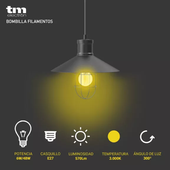 BOMBILLA LED FILAMENTO G45 E27 6W 3.000K - Image 2