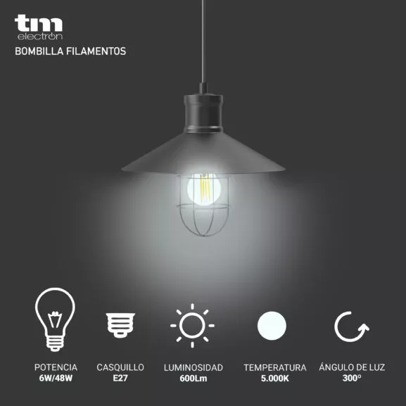 BOMBILLA LED FILAMENTO G45 E27 6W 5.000K - Image 2