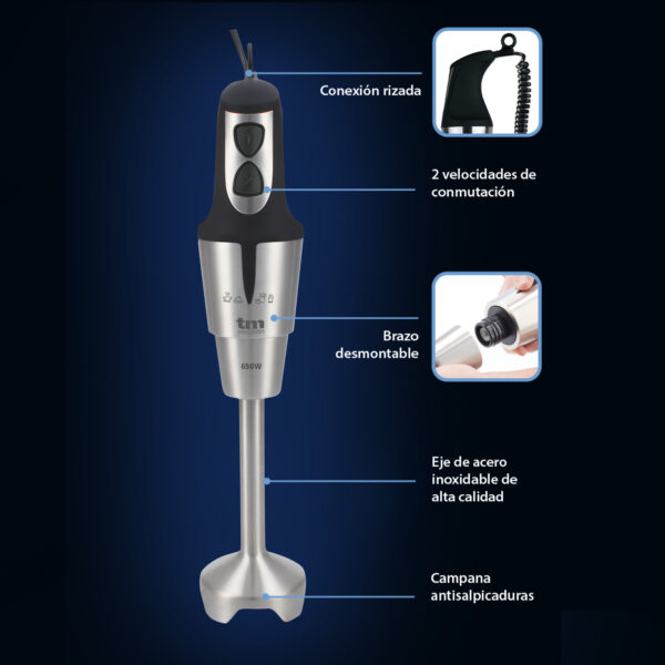 BATIDORA DE MANO 650W CON VASO TME - Image 2