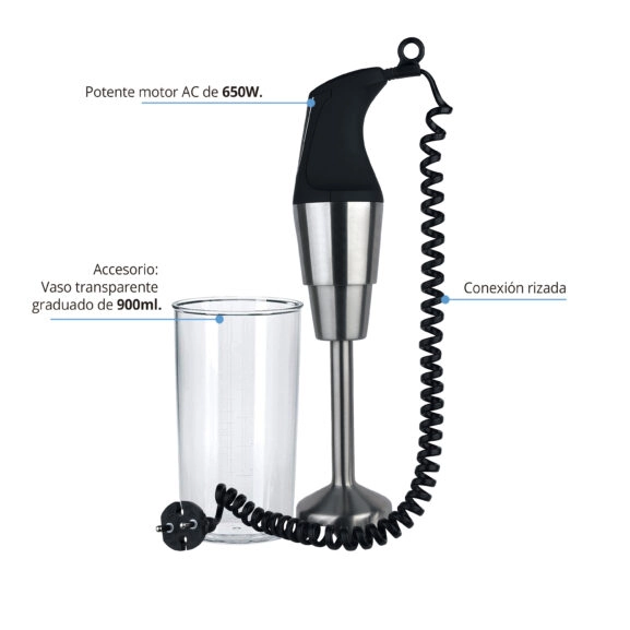 BATIDORA DE MANO 650W CON VASO TME - Image 5