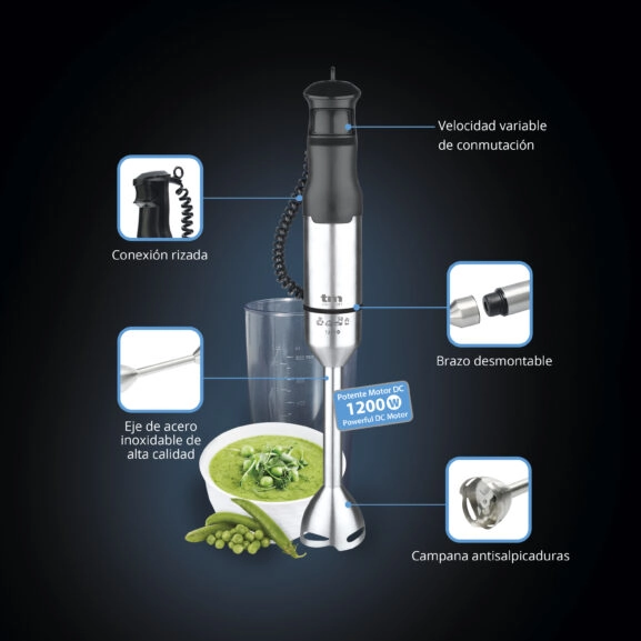 BATIDORA DE MANO 1200W CON VASO TME - Image 2