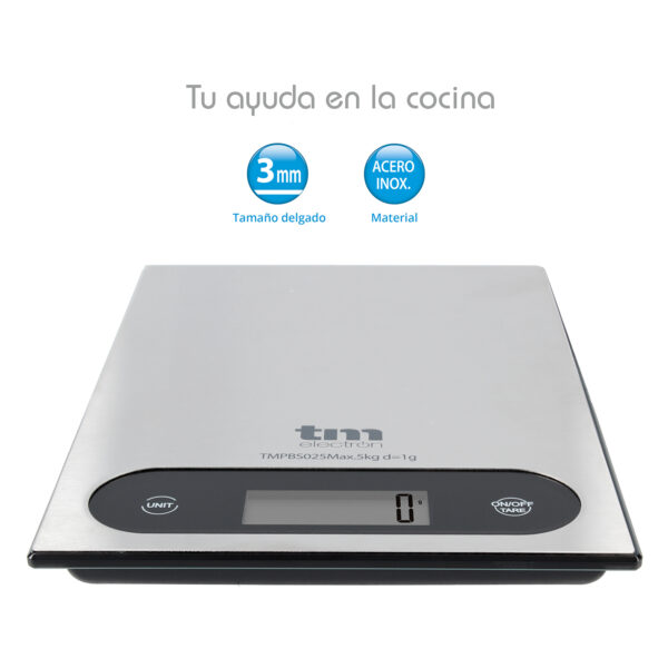 BASCULA DE COCINA 5KG ACERO INOX. TME - Image 3