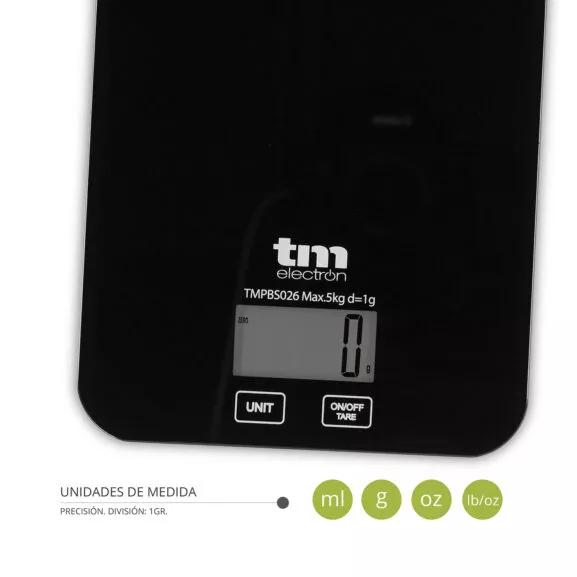 BASCULA DE COCINA 5KG NEGRA TME - Image 5