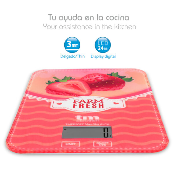 BÁSCULA DE COCINA 5KG MOTIVO FRESA TME - Image 3