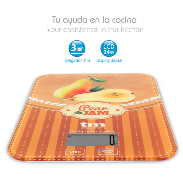 BÁSCULA DE COCINA 5KG MOTIVO PERA TME - Image 3
