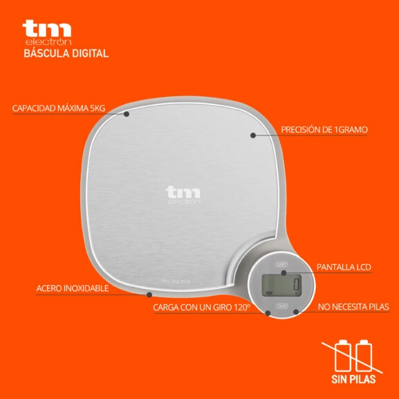 BÁSCULA DE COCINA SIN PILAS 5KG TME - Image 2
