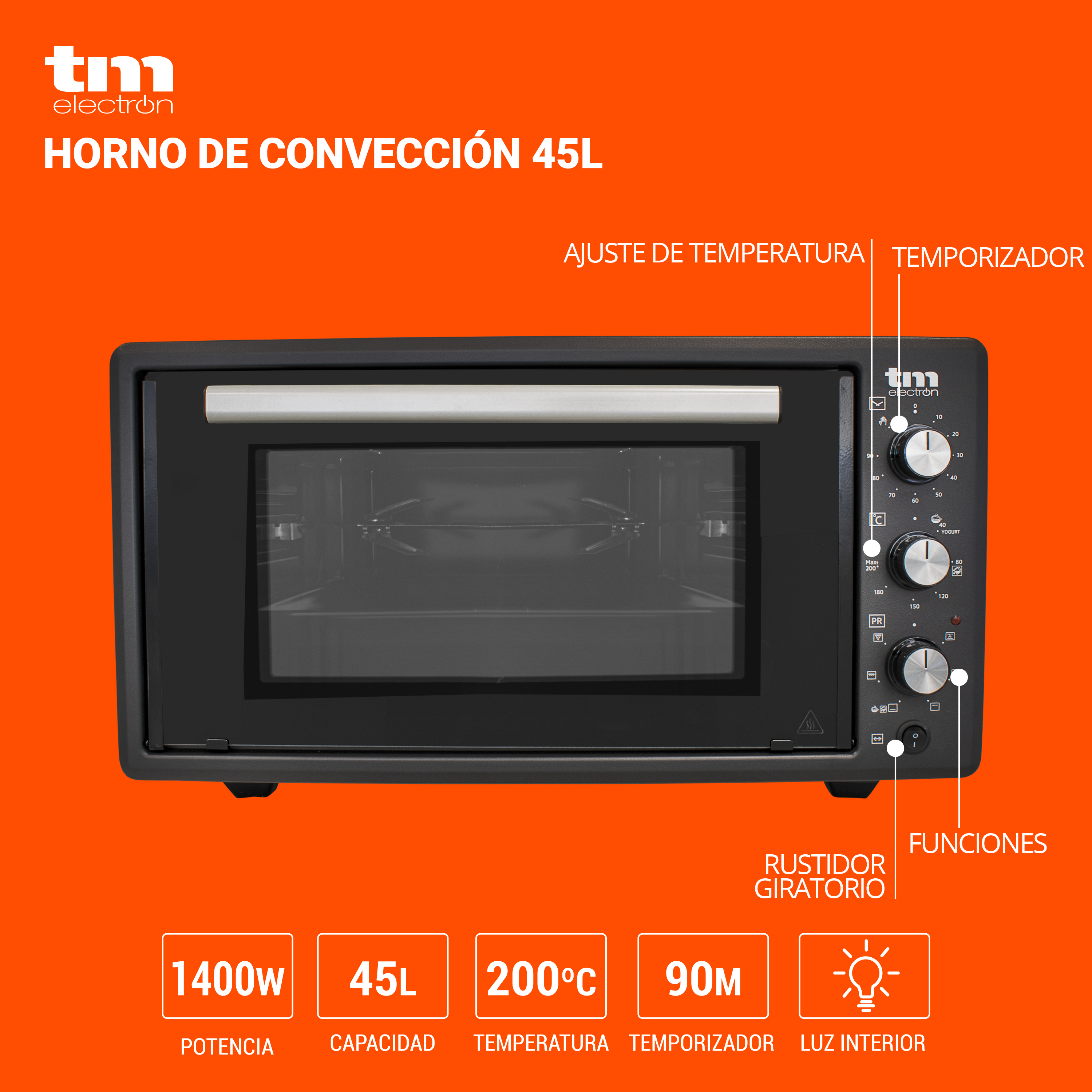 HORNO CONVECCIÓN RUSTIDOR 45 LITROS TME - DS ComponentesDS Componentes